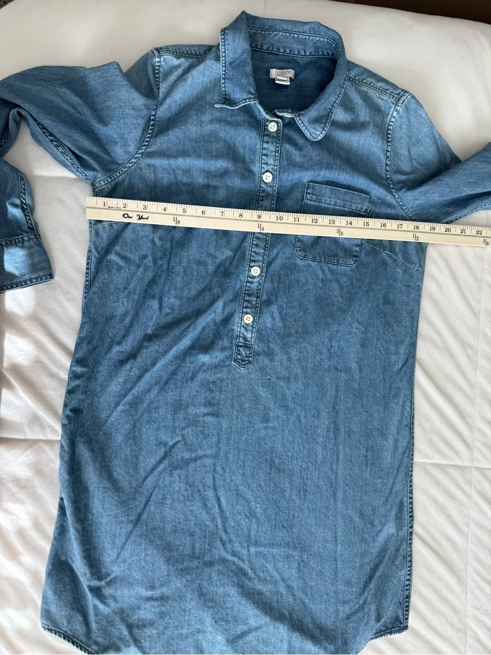 J.Crew Chambray Medium Shirt Dress 100% Cotton Long Sleeve Blue Casual
